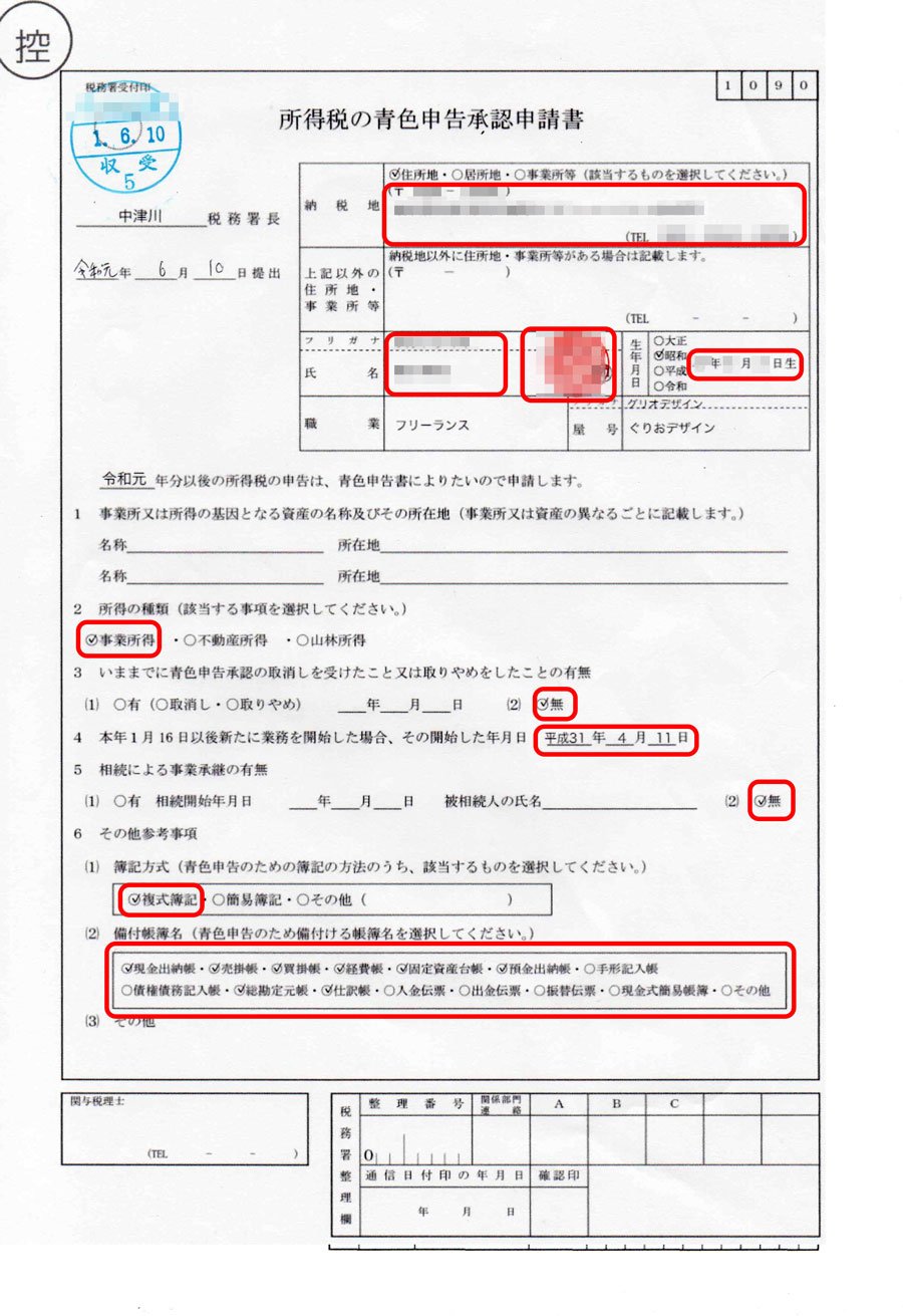 青色申告承認申請書